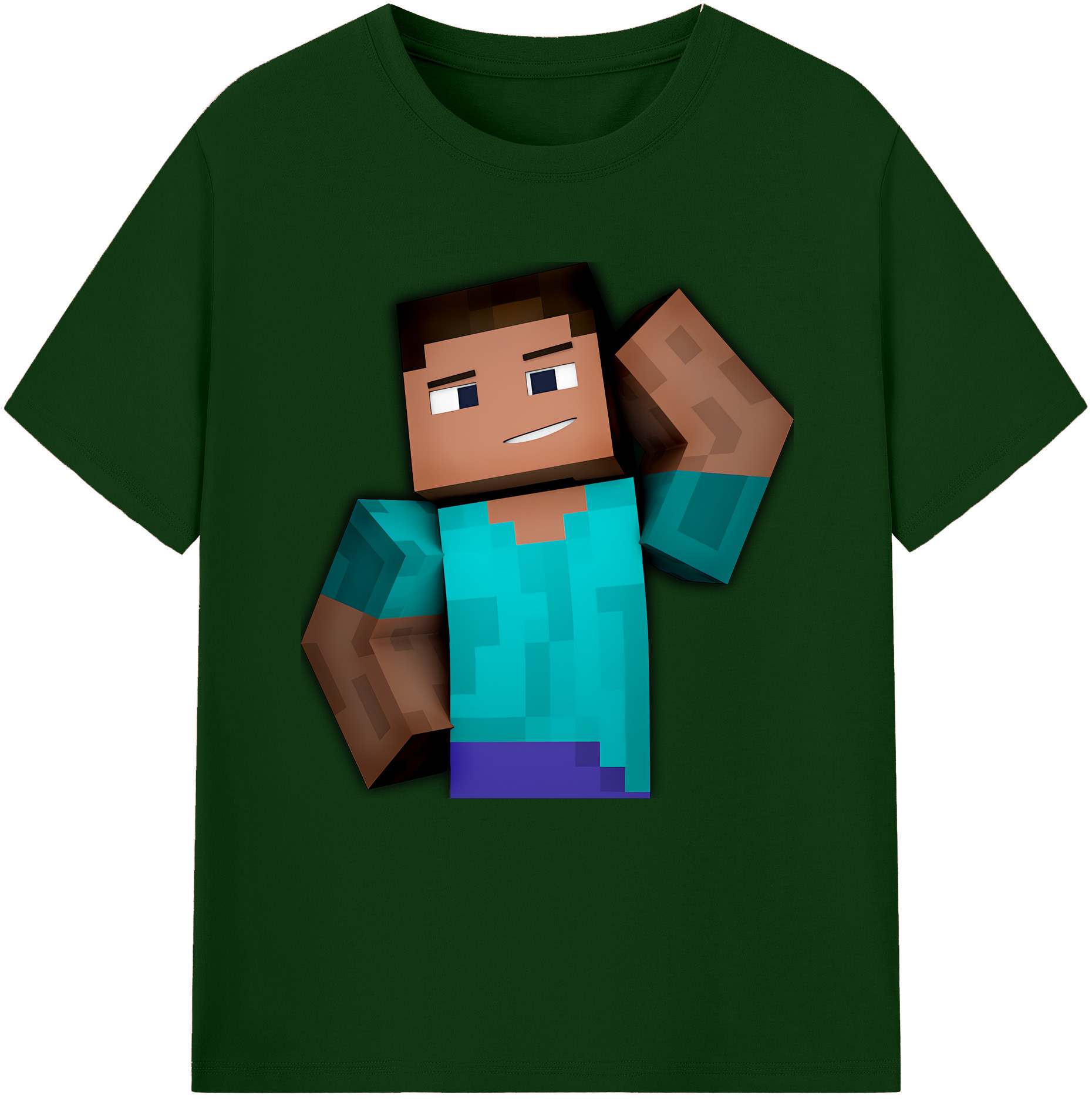（画像用） マインクラフト ブロックの世界 Minecraft MC Block world 綿100％半袖Tシャツ（フロントプリント）